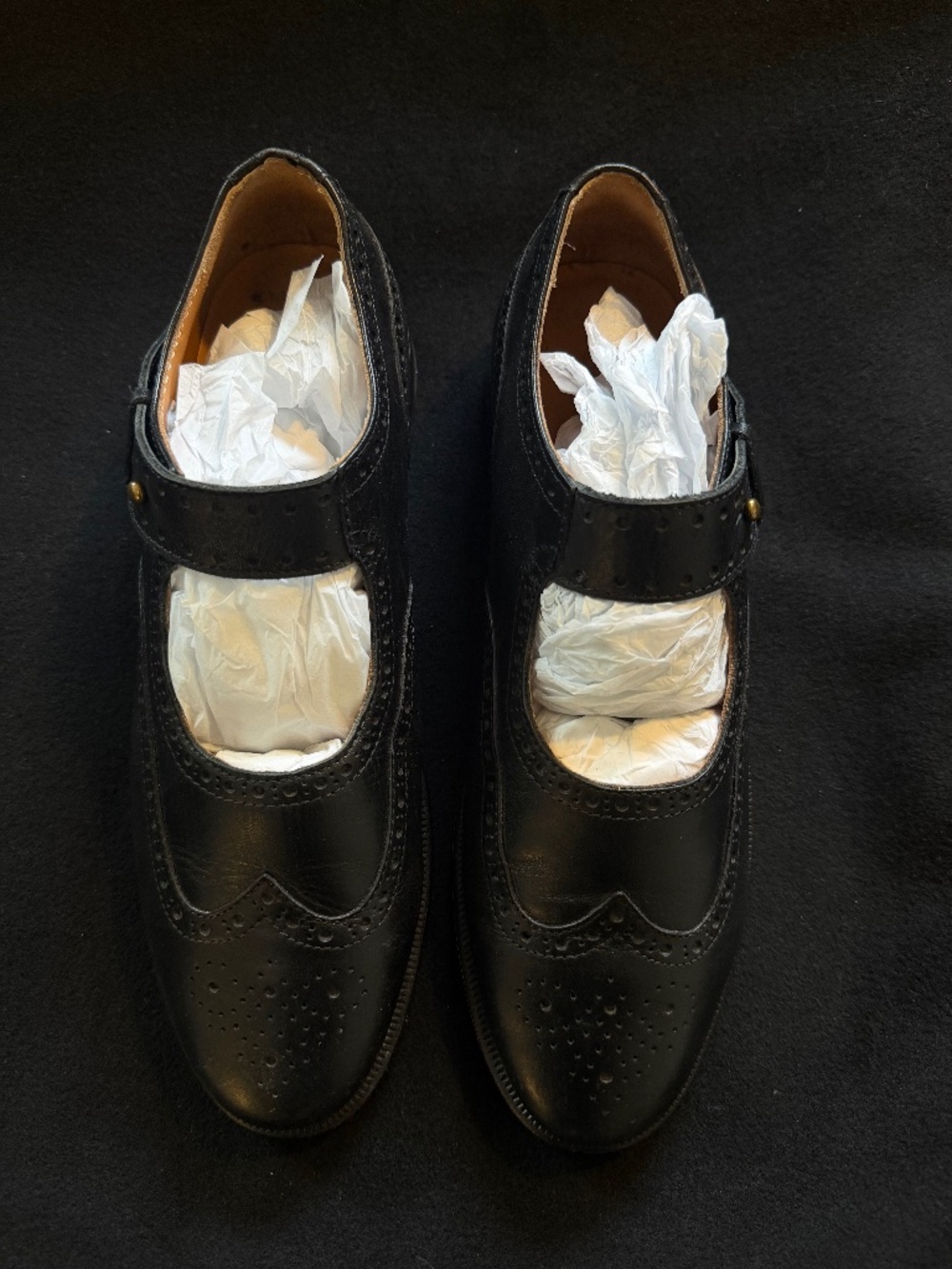 SAJA Black MaryJane Brogues Wingtip size 39 closer to size 38